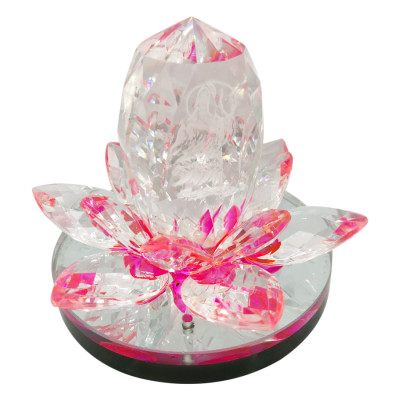 Tượng Phật Bà Quan Âm Tọa Đài Sen Pha Lê PT0076