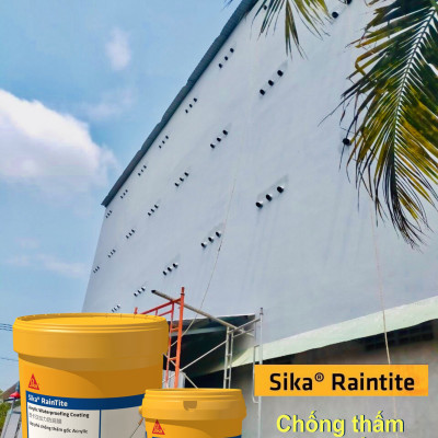 Sơn chống thấm vách tường ngoài trời, chống thấm máng xối lộ thiên-Sika RainTite Grey (thùng 4kg)