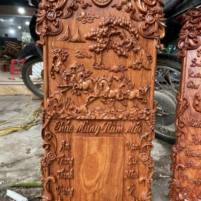 Đốc lịch treo từng bằng gỗ hương đá kt cao 37×77×3cm