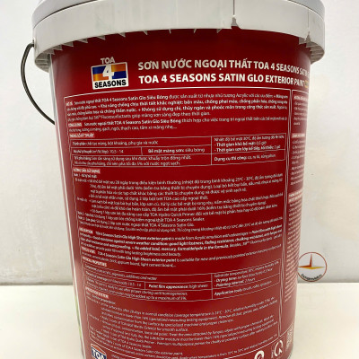 Sơn nước ngoại thất cao cấp TOA 4 Seasons Satin Glo siêu bóng màu xám 8274 _ 18L