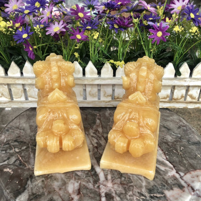 Cặp Tỳ Hưu phong thủy đá Ngọc hoàng long có đế - Dài 15 cm