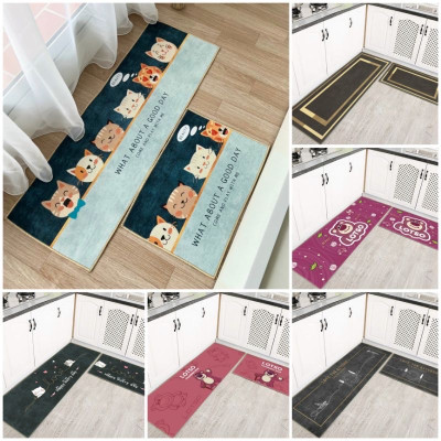 Cặp 2  thảm chùi  chân nhà  bếp  hoa văn  3D  ,   thiết kế lớp cao su chống trượt cao cấp  giúp  thảm  bám sàn ,   thấm hút nước  , phù hợp đặt mọi nơi trong nhà 