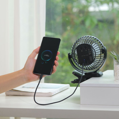 Quạt tích điện đế kẹp YOOBAO F8 8000mAh có đèn led,quạt tích điện kiêm sạc dự phòng 3in1, dùng liên tục 8-30 tiếng - Hàng chính hãng
