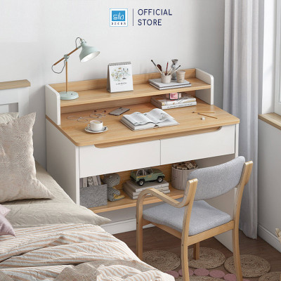 Bàn Học Tập Nhỏ Xinh Cho Bé, Học Sinh Màu Trắng Phối Vân Gỗ Sồi Thương Hiệu SIB Decor BLV75