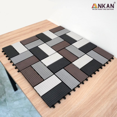 Vỉ Nhựa Lót Sàn Cao Cấp Thương Hiệu ANKAN Bốn Màu Đan Xen, Vỉ Gỗ Nhựa Ngoài Trời, Vỉ Nhựa Lót Sàn Ban Công, Lót Sàn Nhà, Trang Trí Sân Vườn, Lót Sàn Nhà Tắm, Trang Trí Hồ Bơi, Tiệm Spa, (11 Vỉ)