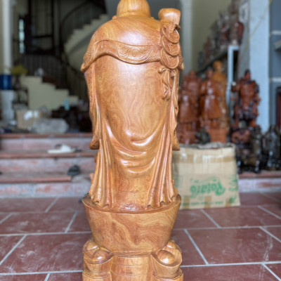 Tượng phật di lặc chúc phúc bằng gỗ hương đá kt cao 120×37×34cm