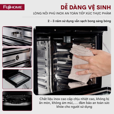 Nồi chiên không dầu 12L Fujihome A12DB nhập khẩu, nồi chiên điện tử 9 chế độ nấu, tặng bộ phụ kiện 8 món - BH 1 năm - hàng chính hãng