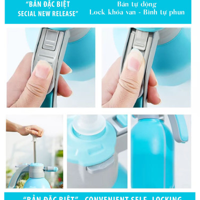 Bình xịt tưới cây MONROVIA 2 lít, bán tự động, phun sương tưới cây cảnh, vòi dài, tặng vòi ngắn, màu xanh, tiêu chuẩn Châu Âu