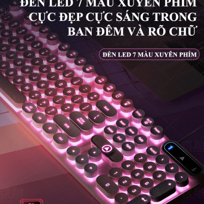 Bàn phím YINDIAO K600 giả cơ nút tròn nhiều màu sắc và có đèn led xuyên phím chuyên game - HÀNG CHÍNH HÃNG