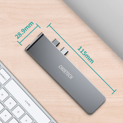 Hub chuyển Choetech HUB-M14 7in 2  dùng cho Mac-book ( Usb C* 2 To HDMI, TF, SD, 2*USB-C, 2*USB 3.0)- Hàng chính hãng