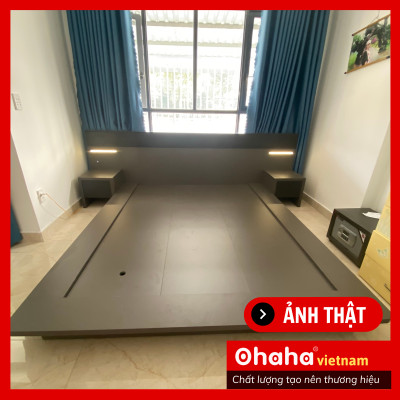 [Kèm Video thực tế & Miễn phí vận chuyển, lắp đặt] Giường ngủ bệt thông minh kiểu Nhật cao cấp có tap đầu giường và đèn Led cảm ứng Ohaha - GB001