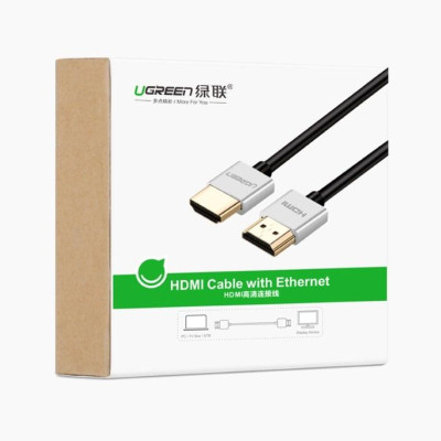 Ugreen UG30475HD117TK 0.5M màu Bạc Cáp tín hiệu HDMI chuẩn 2.0 sợi siêu nhỏ cao cấp - HÀNG CHÍNH HÃNG