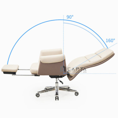 Ghế văn phòng ngả lưng duỗi chân nằm ngủ trưa Ghế giám đốc nệm dày bọc da Pu cao cấp CR4111-P
