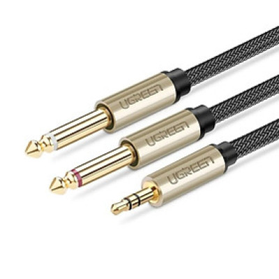 Ugreen UG40792AV126TK 2M Màu Đen Cáp âm thanh 2 đầu 6.5mm dương sang 3.5mm dương cao cấp - HÀNG CHÍNH HÃNG