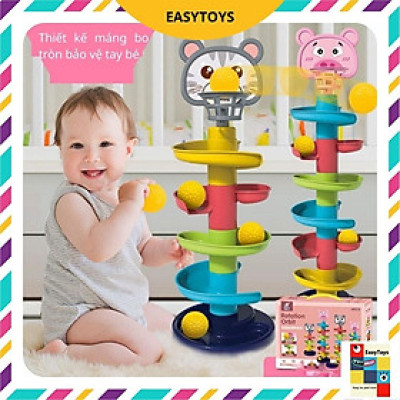 [Siêu sale] Đồ chơi trẻ em Tháp bóng lăn, cầu trượt thả bóng xoay vòng nhiều 7 tầng 7 bóng EASYTOYS giú