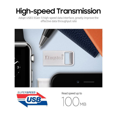 Ổ đĩa kim lọai Kingston DTMC3 64GB USB 3.1/flash USB di động chống va đập,chống mài mòn đĩa U lên đến 100MB / giây tốc độ đọc 64GB(Bạc)