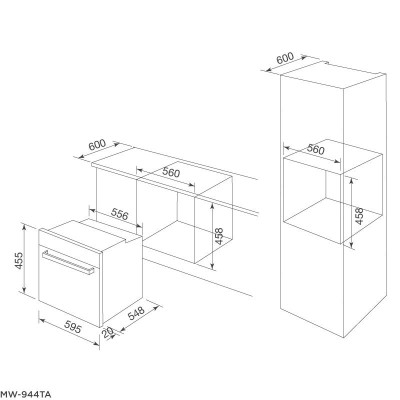 Lò Nướng Kết Hợp Vi Sóng Âm tủ Malloca MW-944TF - Dung Tích 44L - Hàng Chính Hãng