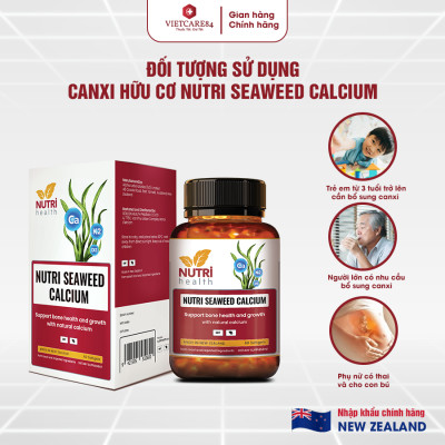 [Tặng Kem bôi khớp Stabil] Combo 2 Hộp Canxi Hữu Cơ New Zealand Nutri Seaweed Calcium 60 Viên - Bổ Sung Canxi, Tăng Chiều Cao, Chống Loãng Xương