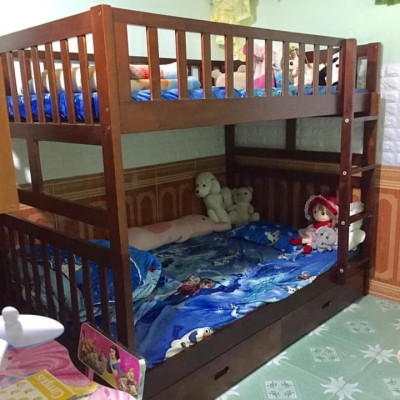 Giường Tầng Amit 1m4 Gỗ Tự Nhiên Nhập Khẩu Phù Hợp Cho Cả Trẻ Em Và Người Lớn