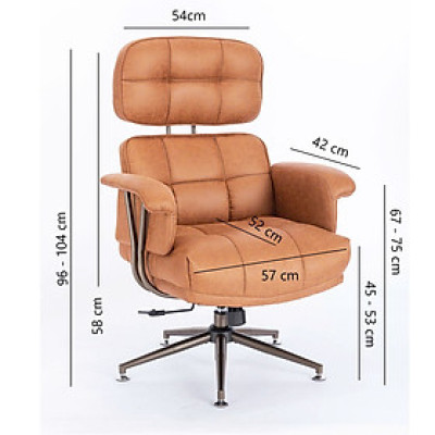 Ghế văn phòng chân có nút cố định đẹp hiện đại CM4610-P Nội thất Capta Ghế làm việc nệm da nappa  lưng cao thân xoay gật gù chân thép sơn tĩnh điện màu nâu Luxury Office Chair