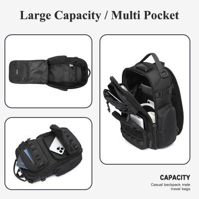 Ozuko Túi Đeo Vai Nam Dung Tích Lớn Nhiều Túi Khóa Chống Trộm Túi Đeo Ngang Chống Thấm Nước