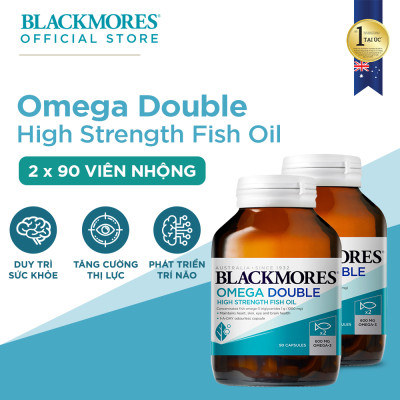 Combo 2 Lọ Viên Uống Dầu Cá Bổ Sung Omega Hỗ Trợ Cho Tim, Mắt và Da Blackmores Double Omega High Strength 90 Viên/Lọ