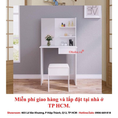 Bàn trang điểm đẹp hiện đại, bàn phấn gỗ công nghiệp cao cấp Ohaha - TĐ017 - Màu trắng
