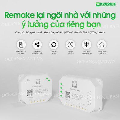Công Tắc Thông Minh Wifi Hunonic, Công Tắc Hẹn Giờ Không Cần Internet - LAHU04 RTC