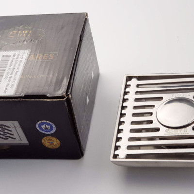 Phễu thu sàn, thoát sàn chống hôi có đường thoát cho máy giặt Inox SUS 304 10X10cm Eurolife EL-HG05