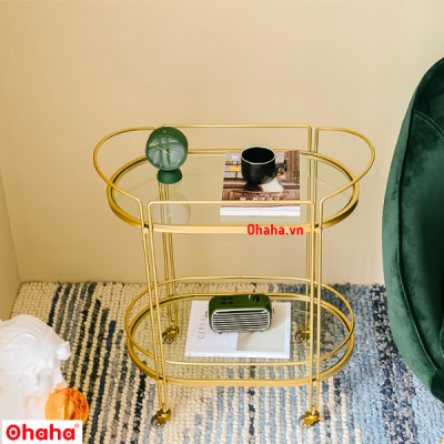 KỆ TRANG TRÍ PHÒNG KHÁCH SANG TRỌNG CÓ BÁNH XE CAO CẤP OHAHA - KTT025