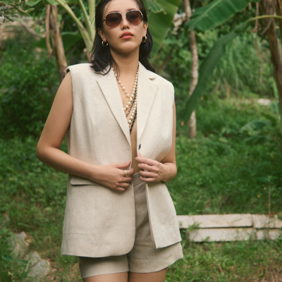 Áo Blazer Oversized Linen Lanh TOP219 thời trang thiết kế Hity
