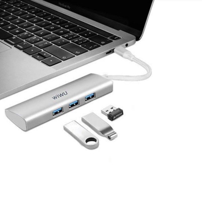 Hub sạc nhanh đa năng 7 in 1 chia cổng Type-C hiệu WIWU ALPHA A731HP Ba Cổng USB 3.0 - Hàng Chính Hãng 