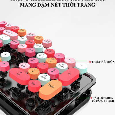 Bàn phím và chuột MOFII SWEET DM kết nối bằng chip USB 2.4G và BLUETOOTH với thiết kế nút tròn và màu sắc vô cùng dễ thương - Hàng Chính Hãng