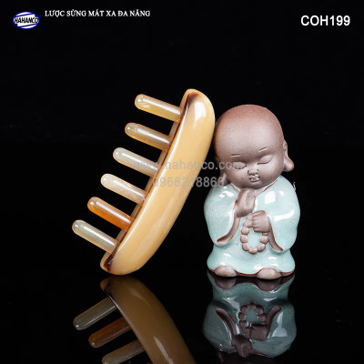 Lược sừng MÁT XA toàn thân đa năng (COH199) thư giãn, Massage đầu giúp lưu thông máu đả thông kinh mạch, giảm nguy cơ đau đầu chóng mặt khi ngồi làm việc lâu - HAHANCO