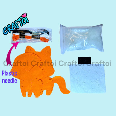 KIM NHỰA Bộ Thủ Công Trẻ Tự Làm Thú Bông 5+ FOX FOXY Craftoi Felt Sewing toy prepunched holes plastic needle