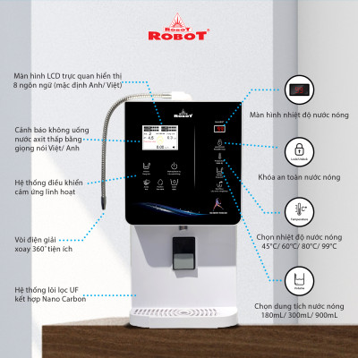 Máy Lọc Nước Điện Giải iON Kiềm ROBOT iONQueen 511 Chế Độ Nóng Nguội Lạnh - Hàng Chính Hãng