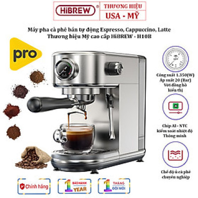 Máy Pha Cà Phê Espresso HiBREW H10B Bán Tự Động Thương Hiệu Mỹ Pha Cappuccino, Lattem 1350W, 20 bar - Bảo Hành 12 Tháng, Hàng Chính Hãng