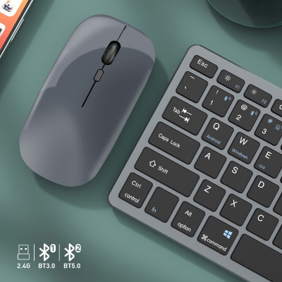Bộ Bàn phím chuột không dây mini W616 - pin sạc - đa kết nối bluetooth 5.0 + 3.0 + Usb wireless 2.4G hàng nhập khẩu