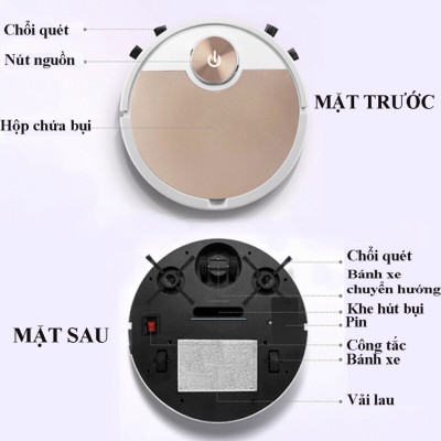Robot Hút Bụi Lau Nhà, Máy Hút Bụi Thông Minh ES300, thông minh điều khiển qua APP điện thoại Tự ĐộngHàng Nhập Khẩu