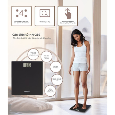 Cân Sức Khoẻ Điện Tử Mặt Kinh Cường Lực Omron HN-289 (Màu xanh hoặc đen - Ngẫu nhiên)