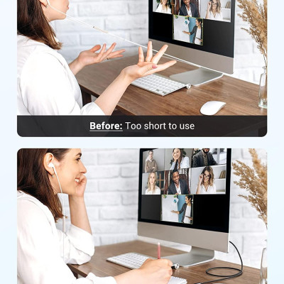 Ugreen UG70878AV118TK 3M 4 khấc Cáp 3.5mm nối dài đầu mạ vàng dây bọc dù - HÀNG CHÍNH HÃNG