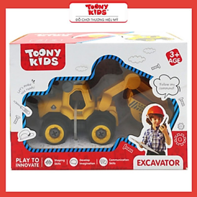 Đồ Chơi Xe Cần Cẩu TOONYKIDS - Đồ Chơi Xe Lắp Ráp Cho Bé - Excavator TN048 [Tặng Kèm Sticker]