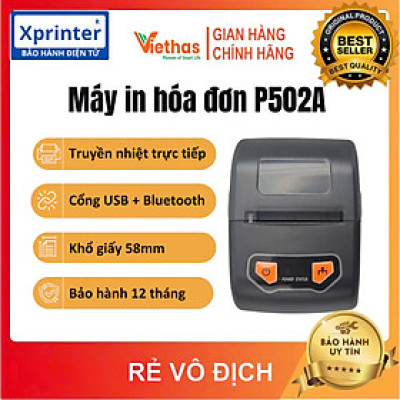 Máy in hoá đơn K57 Xprinter XP-P502A cổng USB +Bluetooth, in bill tính tiền từ máy tính và điện thoại - Hàng chính hãng