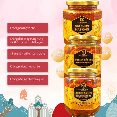 Mật Ong Saffron Đông Trùng Hạ Thảo Táo đỏ Kỷ tử 380ml/lọ Golden Herb