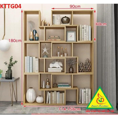 Kệ sách để sàn, kệ sách tự đứng, kệ trang trí KTTG04 ( Bộ gồm 6 kệ L)  - Nội thất lắp ráp Viendong Adv