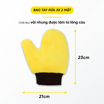 Găng Tay Rửa Xe 2 Mặt Sợi Vải Siêu Mịn, Không Gây Trầy Xước Bề Mặt Sơn | Găng Tay Rửa Xe 2 Mặt Giúp Rửa Xe Nhanh Chóng, Tạo Bọt Tốt, Tránh Trầy Xước Bề Mặt Sơn