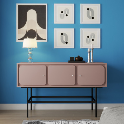 [Happy Home Furniture] SWEETY, Tủ lưu trữ 3 cửa mở - chân sắt, 136cm x 40cm x 82cm ( DxRxC), TCM_064