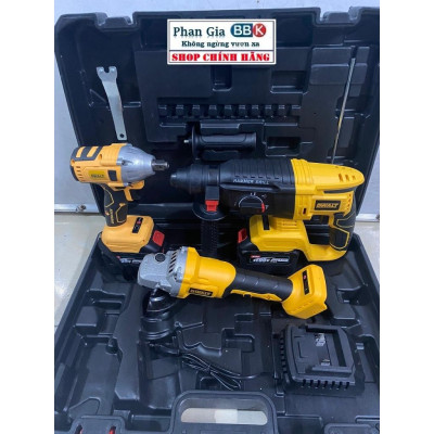 Bộ Combo Gồm Máy Khoan Đục Bê Tông, Máy Mài Và Máy Chuyên Vít Dùng Pin 199V 15 Cell, Máy Siêu Khỏe - Bảo Hành 1 Năm