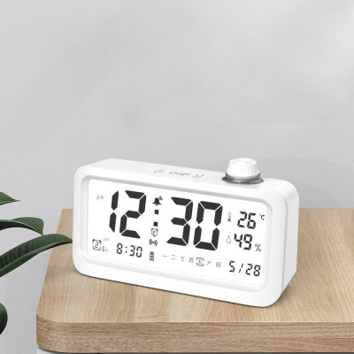 [ Tặng kèm pin ] Đồng hồ Báo thức Thông minh decor ánh sáng Đèn ngủ - Tích hợp Nhiệt kế ,Độ ẩm kế Đa năng