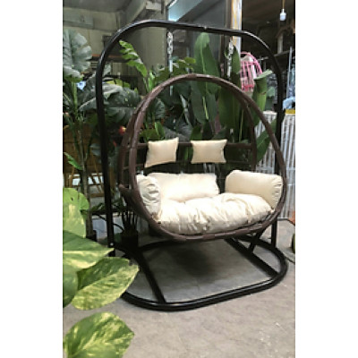 Xích đu đôi family Tundo chất liệu khung sắt mây nhựa cao cấp